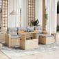 Preview: ARDEBO.de - 6-tlg. Garten-Sofagarnitur mit Kissen Beige Poly Rattan