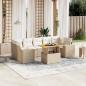 Preview: ARDEBO.de - 8-tlg. Garten-Sofagarnitur mit Kissen Beige Poly Rattan