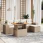 Preview: ARDEBO.de - 6-tlg. Garten-Sofagarnitur mit Kissen Beige Poly Rattan