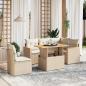 Preview: ARDEBO.de - 6-tlg. Garten-Sofagarnitur mit Kissen Beige Poly Rattan