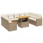 Preview: 10-tlg. Garten-Sofagarnitur mit Kissen Beige Poly Rattan