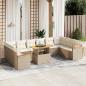 Preview: ARDEBO.de - 11-tlg. Garten-Sofagarnitur mit Kissen Beige Poly Rattan