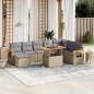 Preview: ARDEBO.de - 8-tlg. Garten-Sofagarnitur mit Kissen Beige Poly Rattan