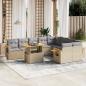 Preview: ARDEBO.de - 10-tlg. Garten-Sofagarnitur mit Kissen Beige Poly Rattan