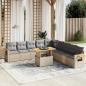 Preview: ARDEBO.de - 11-tlg. Garten-Sofagarnitur mit Kissen Beige Poly Rattan