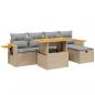 Preview: 6-tlg. Garten-Sofagarnitur mit Kissen Beige Poly Rattan