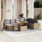 Preview: ARDEBO.de - 9-tlg. Garten-Sofagarnitur mit Kissen Beige Poly Rattan