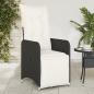 Preview: ARDEBO.de - Gartensessel mit Kissen 2 Stk. Verstellbar Schwarz Poly Rattan