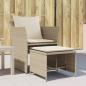 Preview: ARDEBO.de - Gartenstuhl mit Fußhocker Beige Poly Rattan