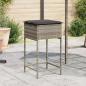 Preview: ARDEBO.de - Garten-Barhocker mit Kissen 2 Stk. Grau Poly Rattan