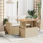 Preview: Gartentisch Beige 100x55x73 cm Poly Rattan und Akazienholz