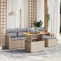 Preview: ARDEBO.de - 6-tlg. Garten-Sofagarnitur mit Kissen Beige Poly Rattan