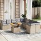 Preview: ARDEBO.de - 11-tlg. Garten-Sofagarnitur mit Kissen Beige Poly Rattan