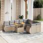 Preview: ARDEBO.de - 10-tlg. Garten-Sofagarnitur mit Kissen Beige Poly Rattan