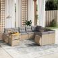 Preview: ARDEBO.de - 10-tlg. Garten-Sofagarnitur mit Kissen Beige Poly Rattan