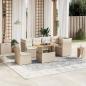 Preview: ARDEBO.de - 7-tlg. Garten-Sofagarnitur mit Kissen Beige Poly Rattan