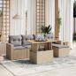 Preview: ARDEBO.de - 6-tlg. Garten-Sofagarnitur mit Kissen Beige Poly Rattan