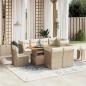 Preview: ARDEBO.de - 9-tlg. Garten-Sofagarnitur mit Kissen Beige Poly Rattan