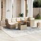 Preview: ARDEBO.de - 8-tlg. Garten-Sofagarnitur mit Kissen Beige Poly Rattan