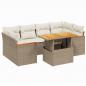 Preview: 7-tlg. Garten-Sofagarnitur mit Kissen Beige Poly Rattan