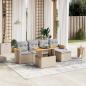 Preview: ARDEBO.de - 6-tlg. Garten-Sofagarnitur mit Kissen Beige Poly Rattan