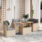 Preview: ARDEBO.de - 6-tlg. Garten-Sofagarnitur mit Kissen Beige Poly Rattan