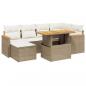 Preview: 7-tlg. Garten-Sofagarnitur mit Kissen Beige Poly Rattan