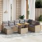 Preview: ARDEBO.de - 9-tlg. Garten-Sofagarnitur mit Kissen Beige Poly Rattan