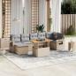 Preview: ARDEBO.de - 8-tlg. Garten-Sofagarnitur mit Kissen Beige Poly Rattan