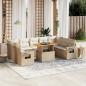 Preview: ARDEBO.de - 10-tlg. Garten-Sofagarnitur mit Kissen Beige Poly Rattan