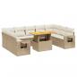 Preview: 10-tlg. Garten-Sofagarnitur mit Kissen Beige Poly Rattan