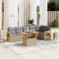 Preview: ARDEBO.de - 7-tlg. Garten-Sofagarnitur mit Kissen Beige Poly Rattan