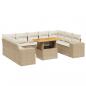 Preview: 10-tlg. Garten-Sofagarnitur mit Kissen Beige Poly Rattan