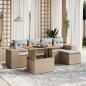 Preview: ARDEBO.de - 6-tlg. Garten-Sofagarnitur mit Kissen Beige Poly Rattan