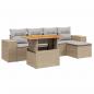 Preview: 6-tlg. Garten-Sofagarnitur mit Kissen Beige Poly Rattan