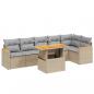 Preview: 7-tlg. Garten-Sofagarnitur mit Kissen Beige Poly Rattan