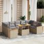 Preview: ARDEBO.de - 10-tlg. Garten-Sofagarnitur mit Kissen Beige Poly Rattan