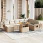 Preview: ARDEBO.de - 9-tlg. Garten-Sofagarnitur mit Kissen Beige Poly Rattan