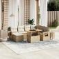 Preview: ARDEBO.de - 8-tlg. Garten-Sofagarnitur mit Kissen Beige Poly Rattan