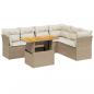 Preview: 7-tlg. Garten-Sofagarnitur mit Kissen Beige Poly Rattan