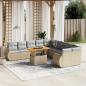 Preview: ARDEBO.de - 11-tlg. Garten-Sofagarnitur mit Kissen Beige Poly Rattan