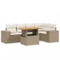 Preview: 6-tlg. Garten-Sofagarnitur mit Kissen Beige Poly Rattan