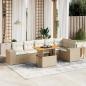 Preview: ARDEBO.de - 7-tlg. Garten-Sofagarnitur mit Kissen Beige Poly Rattan