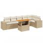 Preview: 7-tlg. Garten-Sofagarnitur mit Kissen Beige Poly Rattan