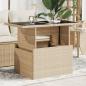 Preview: ARDEBO.de - Gartentisch mit Glasplatte Beige 100x55x73 cm Poly Rattan