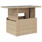 Preview: Gartentisch mit Glasplatte Beige 100x55x73 cm Poly Rattan