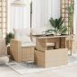 Preview: Gartentisch mit Glasplatte Beige 100x55x73 cm Poly Rattan