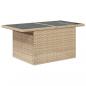 Preview: Gartentisch mit Glasplatte Beige 100x55x73 cm Poly Rattan