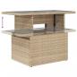 Preview: Gartentisch mit Glasplatte Beige 100x55x73 cm Poly Rattan