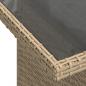 Preview: Gartentisch mit Glasplatte Beige 100x55x73 cm Poly Rattan